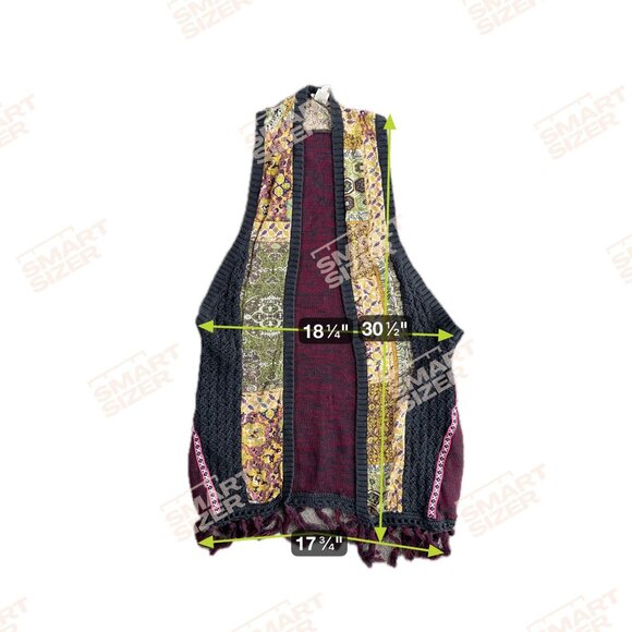 BKE‎ Patchwork Knit Vest Women M Multicolor Bohemian Tassels Cotton Western West - Picture 2 of 6